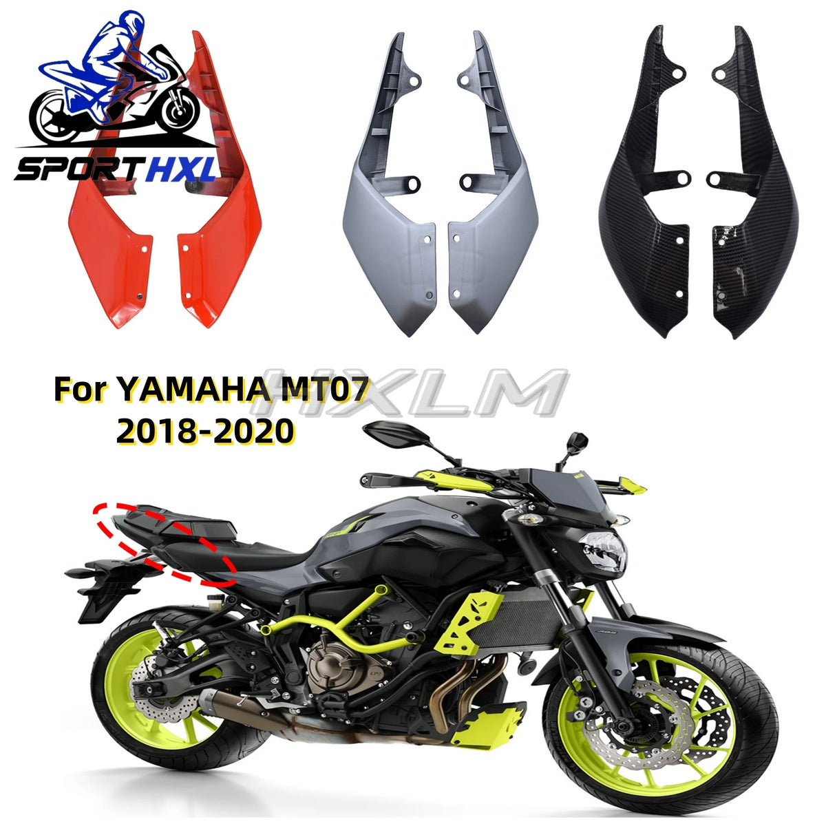 For YAMAHA MT-07 2021 2022 2023 Carbon Painted look plastic tail fairing MT 07 21 22 23 MT07