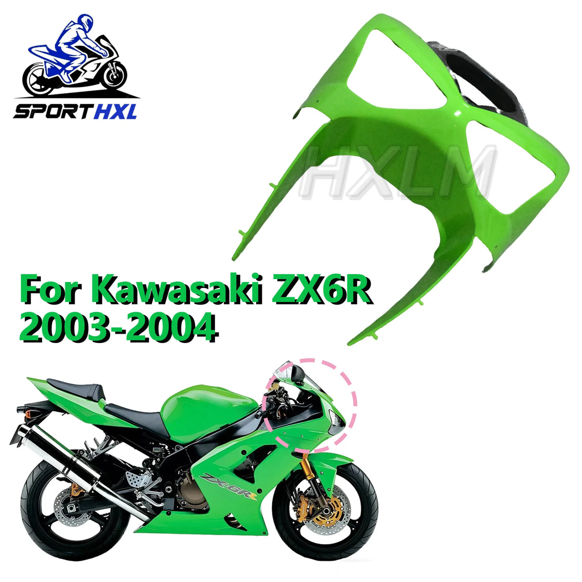 ABS For KAWASAKI Ninja ZX-6R ZX6R ZX 6R 636 600 2003 2004 03 04 Motorbike Head Front Upper Nose Injection Fairing