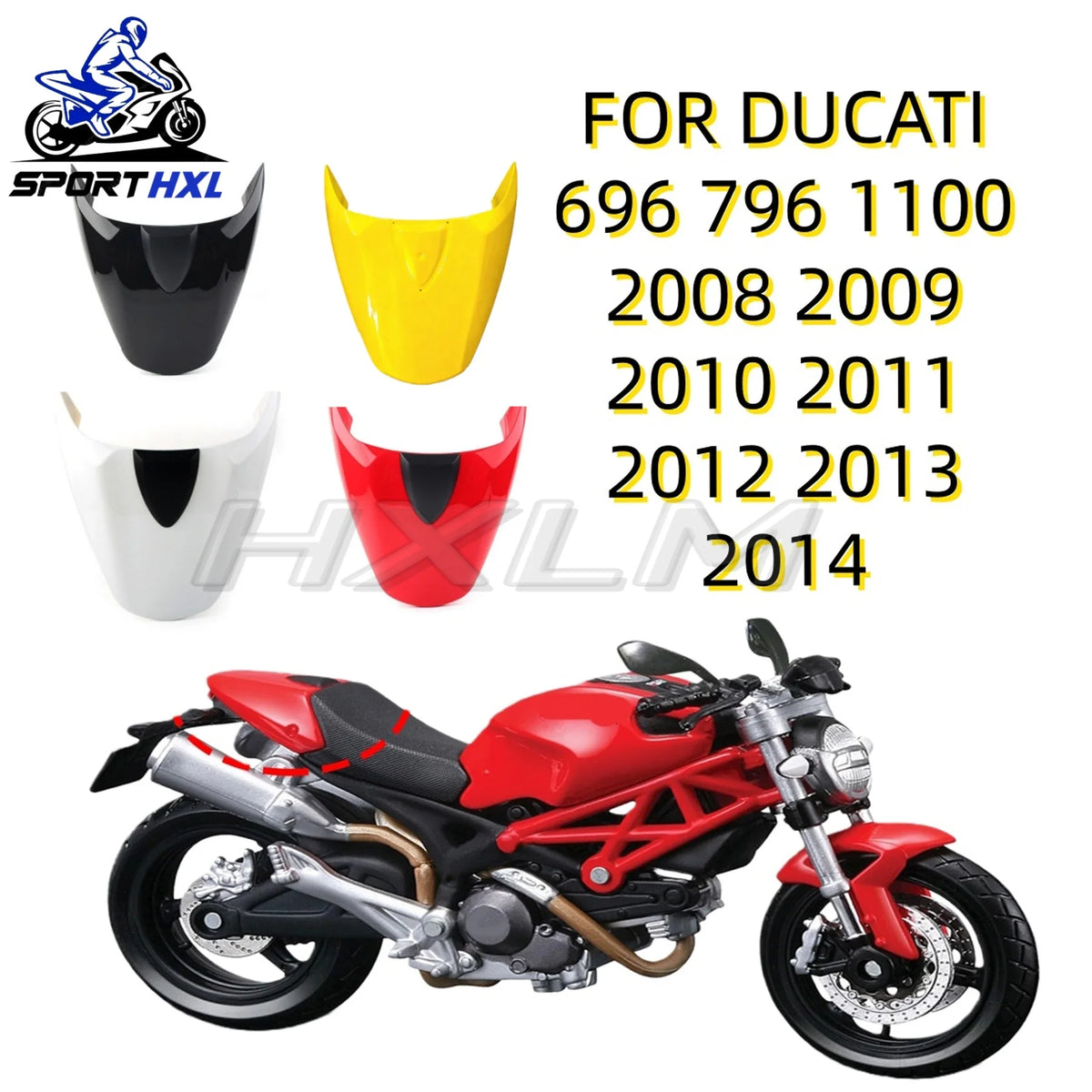 ABS For Ducati Monster 696 795 796 2008-14 /for 1100 1100S 09-11 Motorcycle Rear Passenger Cowl Seat Back Cover Fairing Part