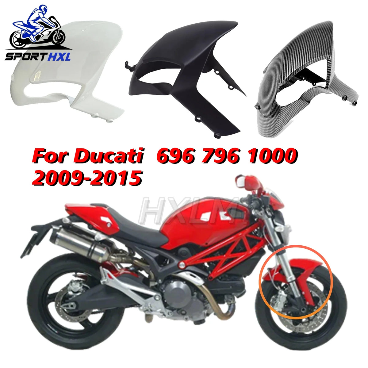 For Ducati Monster 696 795 796 1200 S4R 1100 1100S EVO Motorcycle Front Tire Fender Mudguard Splash Guard Mudflap Gloss Fairing