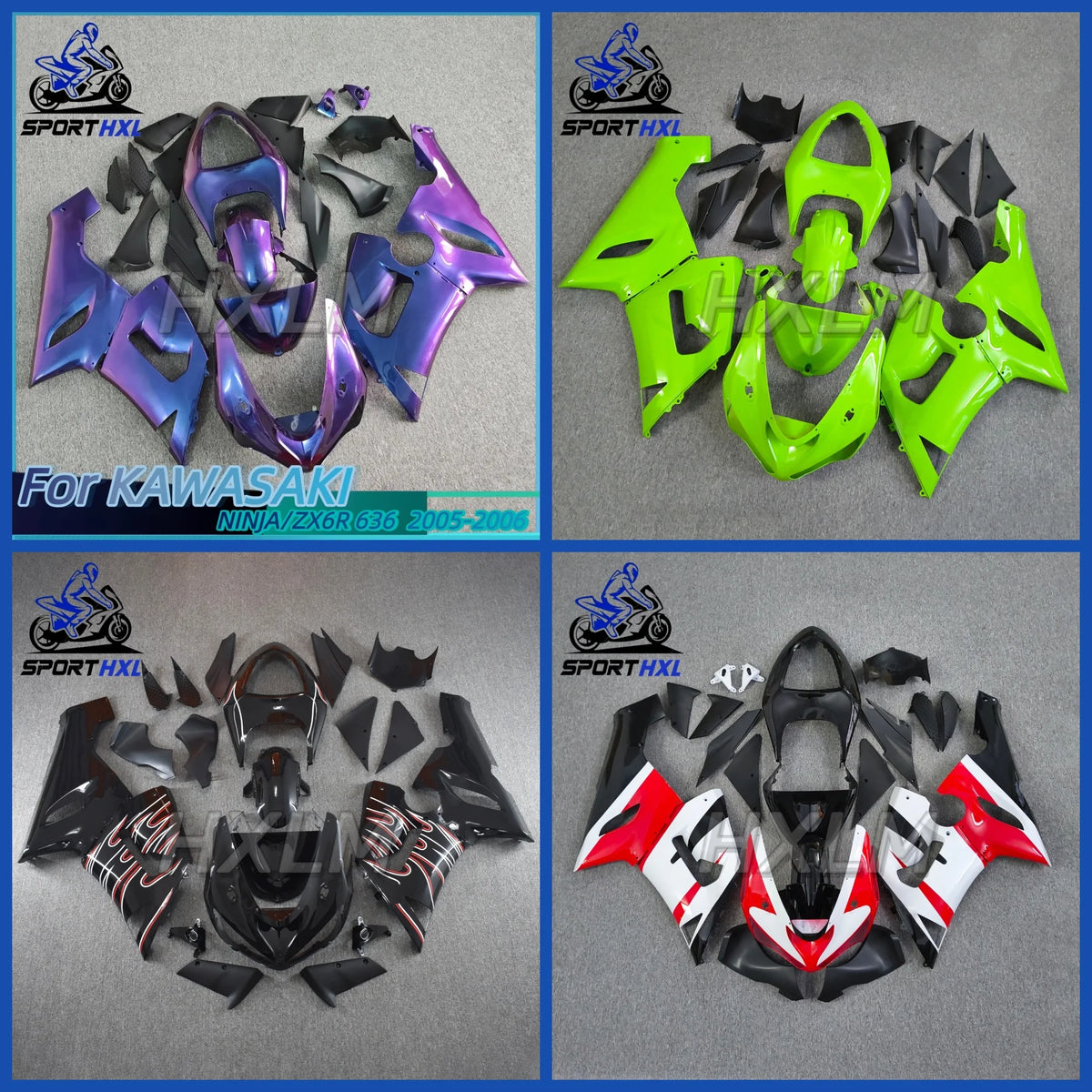For Ninja636 ZX6R ZX-6R 2005 2006 Motorcycle Fairings Injection Mold Painted ABS Plastic Bodywork Kit Sets Bright Green