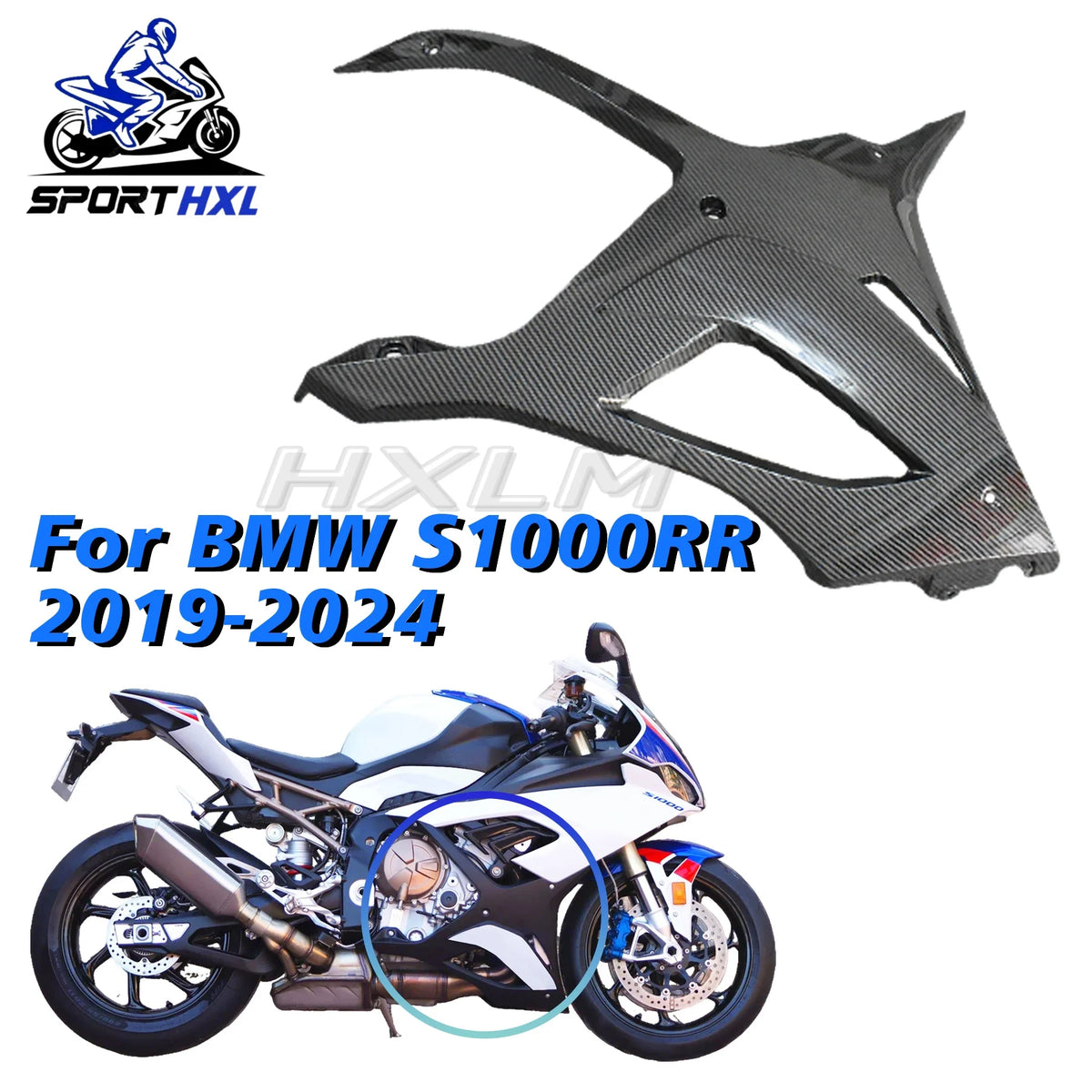 For BMW S1000RR S1000 RR 2023 2024 ABS Injection Carbon painted look Side Chassis Lower Body Fairing