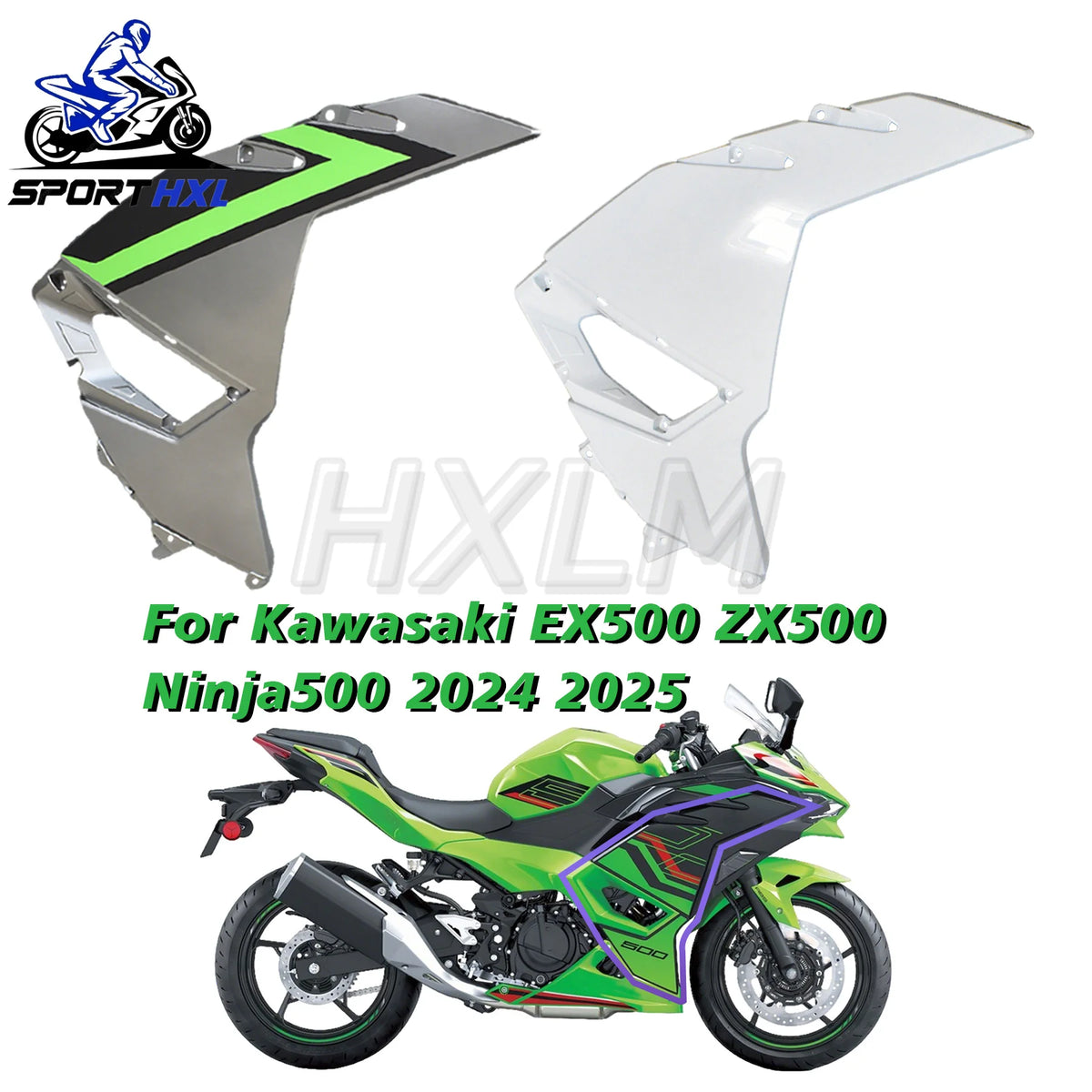 ABS Side Fairing For Kawasaki EX500 ZX500 Ninja500 2024 2025 Side Cover Side panel Side protector Injection Parts25-24-2024-2025