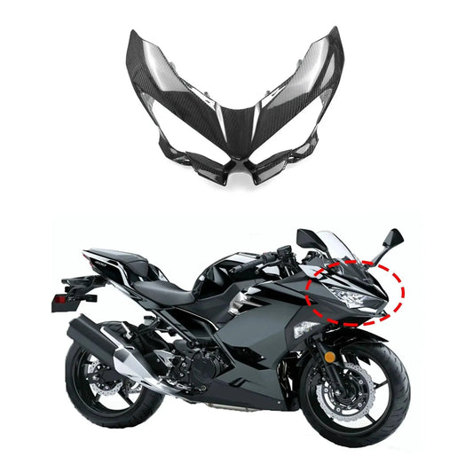 Motorcycle Front Headlight Fairing Bracket Carbon Fiber Front Nose Headlight Cover Fairing fit for KAWASAKI NINJA 400 2018-2021 HXLMOTOR