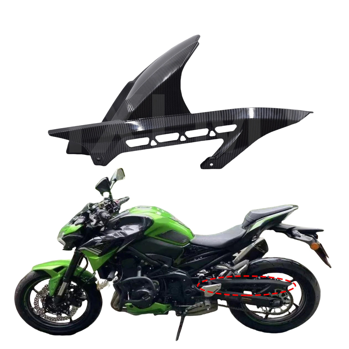 Motorcycle Rear Fender Chain Guard Hugger Mudguard Carbon Fiber Look Accessories For Kawasaki Z900RS 2018-2024 Z900 Z 900
