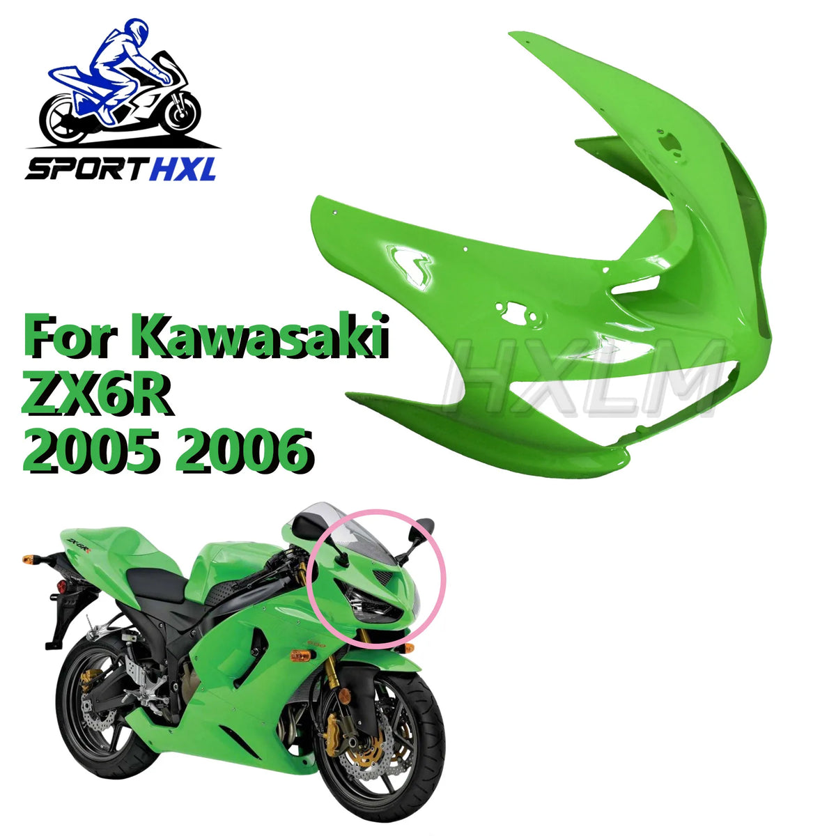Front Upper Nose Headlight Fairing For KAWASAKI NINJA ZX6R 2005-2006 ABS Plastic Motorcycl Accessories Trim Tuing