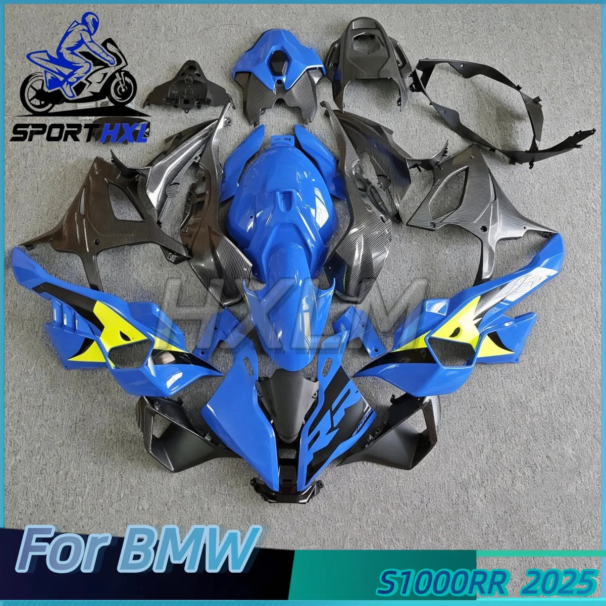 For BMW S1000RR M1000RR 2025 2026 Carbon Painted Look Motorcycle Fairing kit Body Blue and Yellow