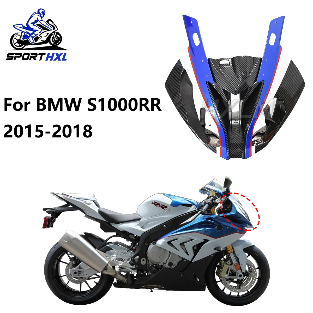 Fit for BMW S1000RR M1000RR 2015 2016 2017 2018 Motorcycle ABS Headlight Air Intake Cover Front Fairing