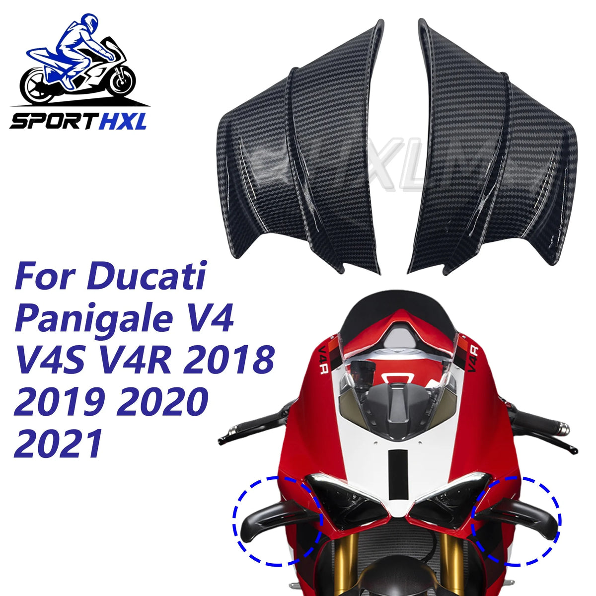 For DUCATI V4 2018 2019 2020 2021 Front Bumper Spoiler Wind Deflector Enhances High-Speed Stability Durable ABS Construction