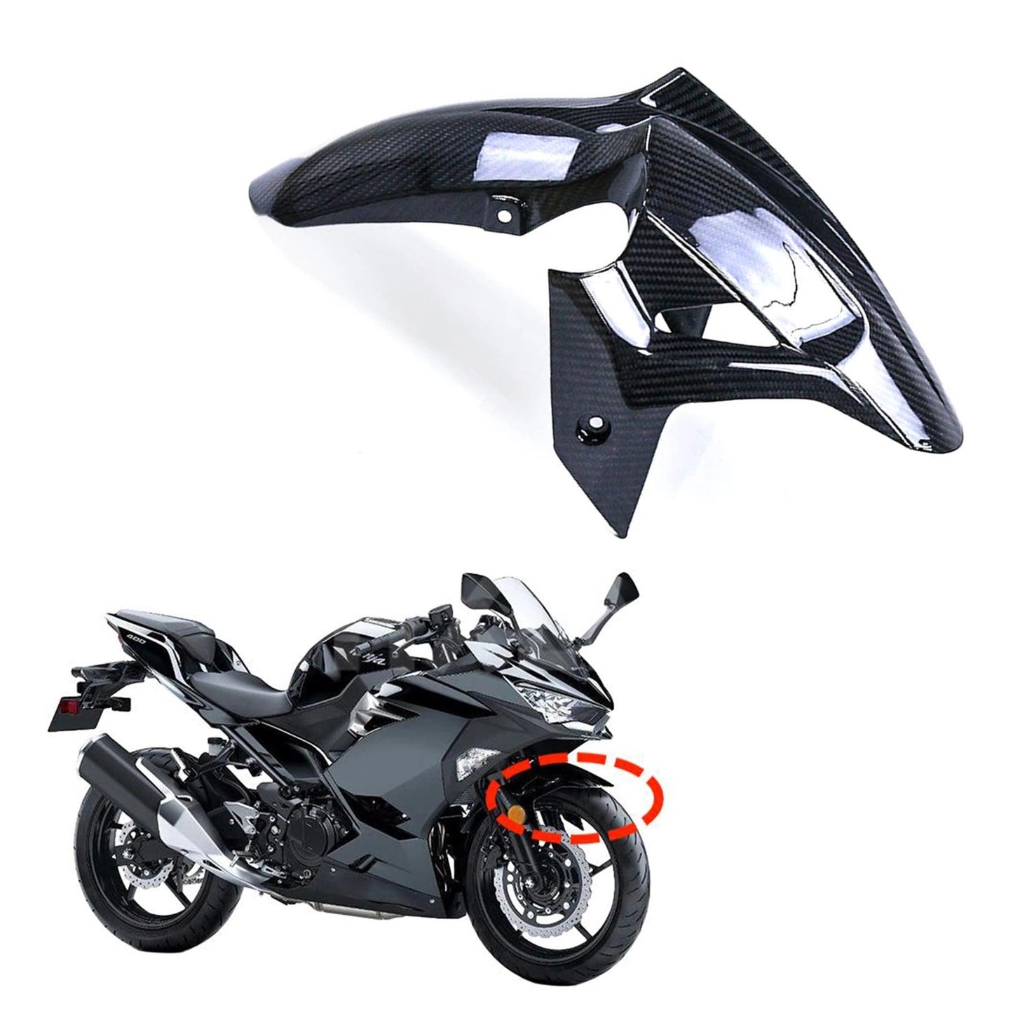 For KAWASAKI Ninja 400 Z400 2018-2023 Ninja400 Z 400 Accessories Front Fender Mudguard Tire Splash Mud Guard Carbon Fiber HXLMOTOR