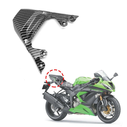 Motorcycle Carbon Fiber Pattern Rear Seat Tail Light Cover Fairing Cowl Fit For KAWASAKI ZX6R ZX-6R 2019 2020 2021 HXLMOTOR