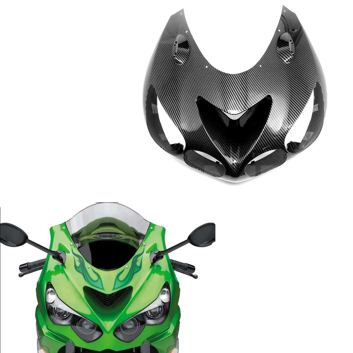 For Kawasaki NINJA ZX14R 2006-2011 Front Upper Headlight Fairing Shroud Cover Front Turn Signal Bracket Headlight Lower Panel HXLMOTOR