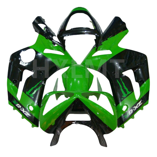 For Kawasaki ZX6R ZX 6R 636 2003 2004 Full Fairing Kit 03 04 Green Black Kit Board Bodywork Cowling Fairings Accessories HXLMOTOR