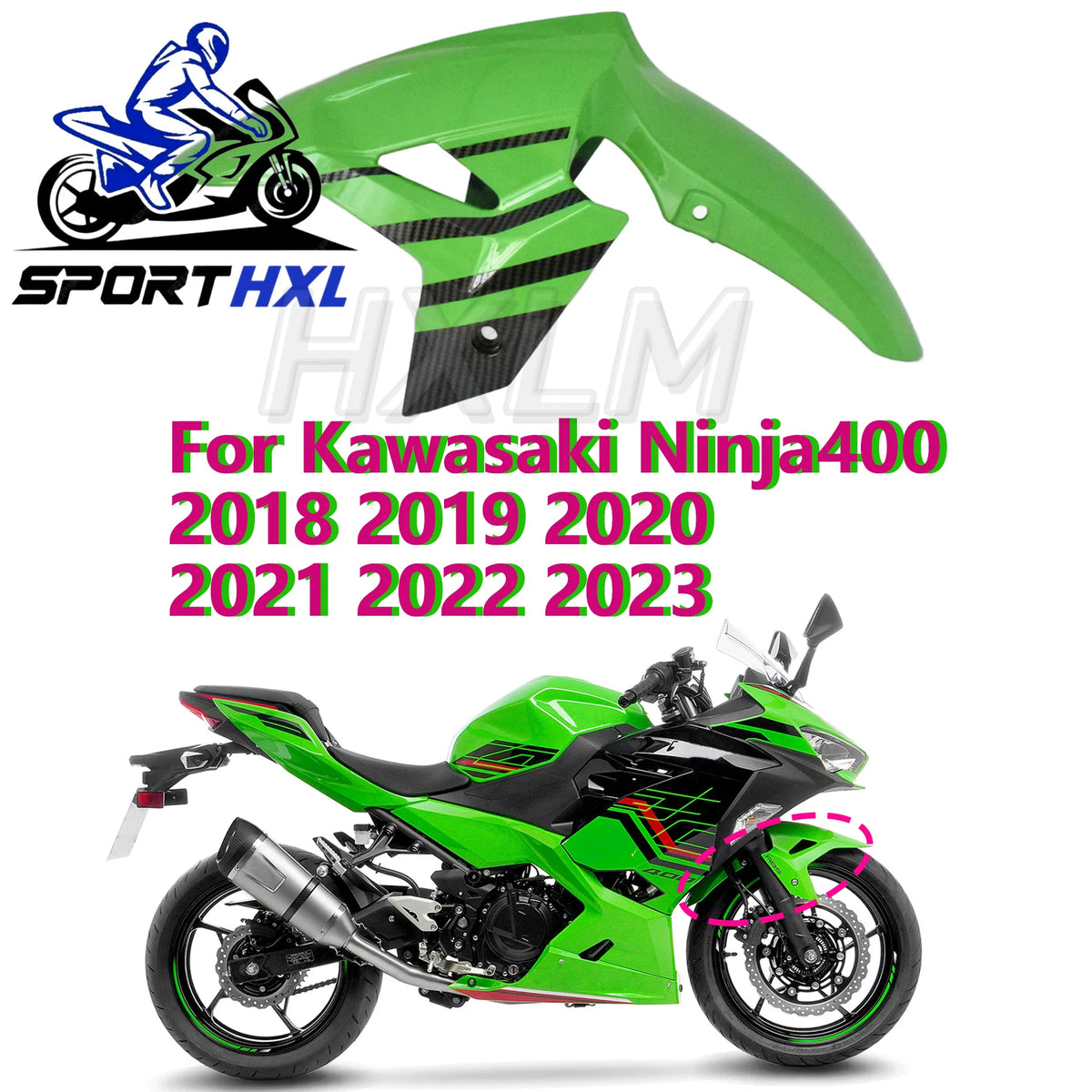 Front Mudguard Front Protector For Kawasaki EX400 ZX400 Ninja400 2018-2021 2022-2023 Front Fender Injection Motorcycle