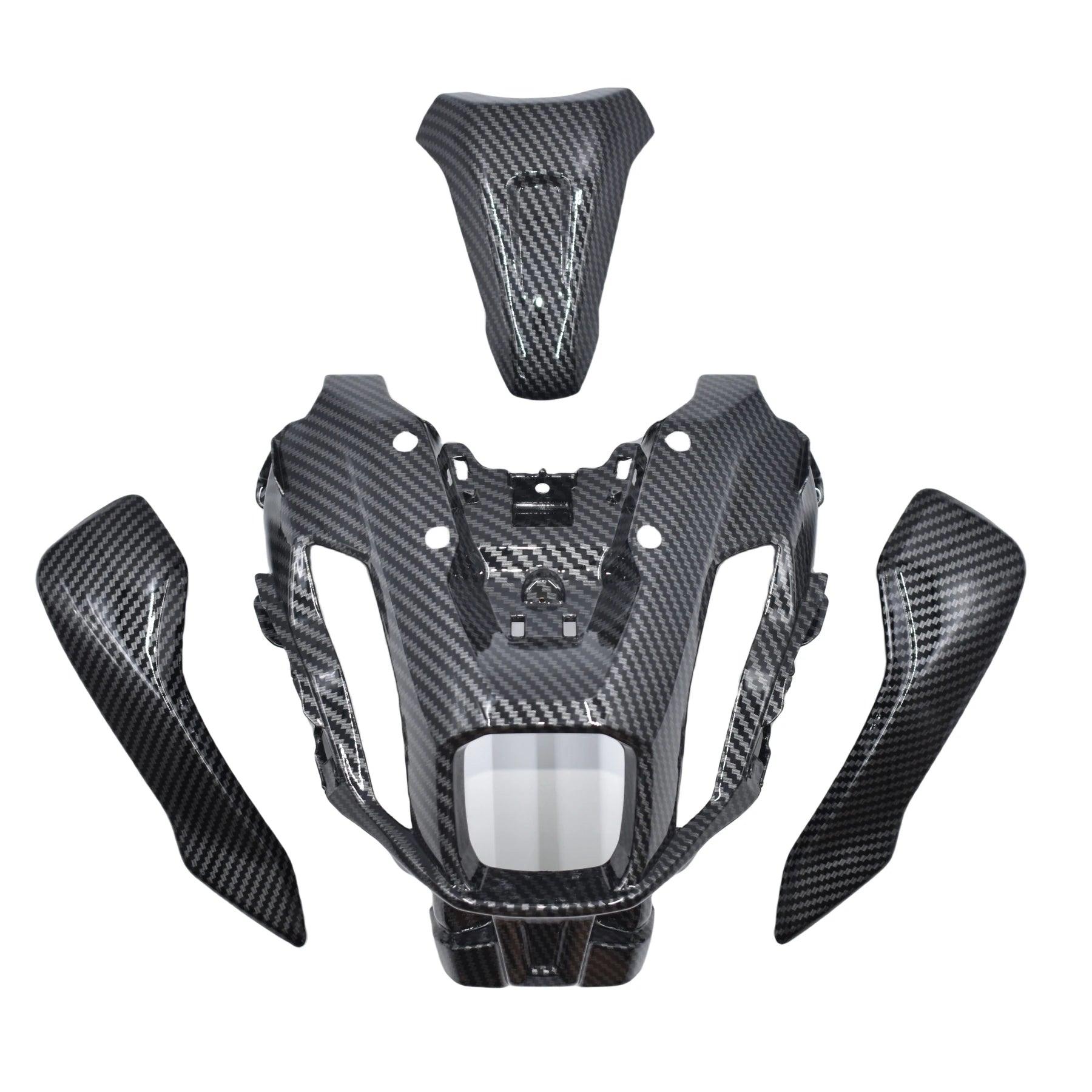 Fit For YAMAHA MT-07 2021 2022 2023 Headlight fairing Carbon Fiber Painted Look Upper Nasal Mask Front Steering Signal Bracket HXLMOTOR