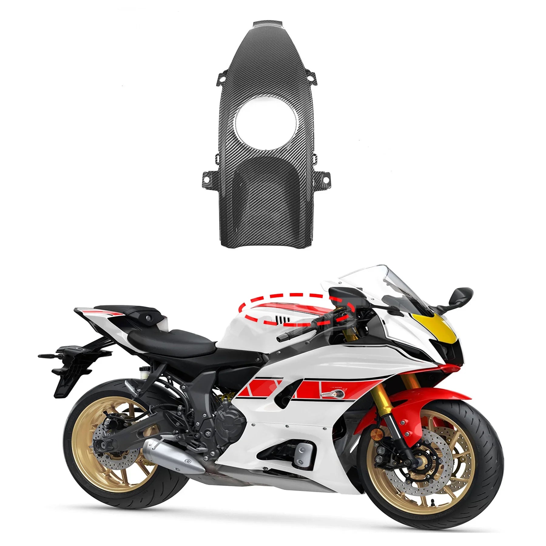 Carbon Fiber Motorcycle Fuel Tank Cover Gas Protection Front Tank Side Mid Cover Frame Fairing Cowl For YAMAHA YZF R7 2021-2023 HXLMOTOR