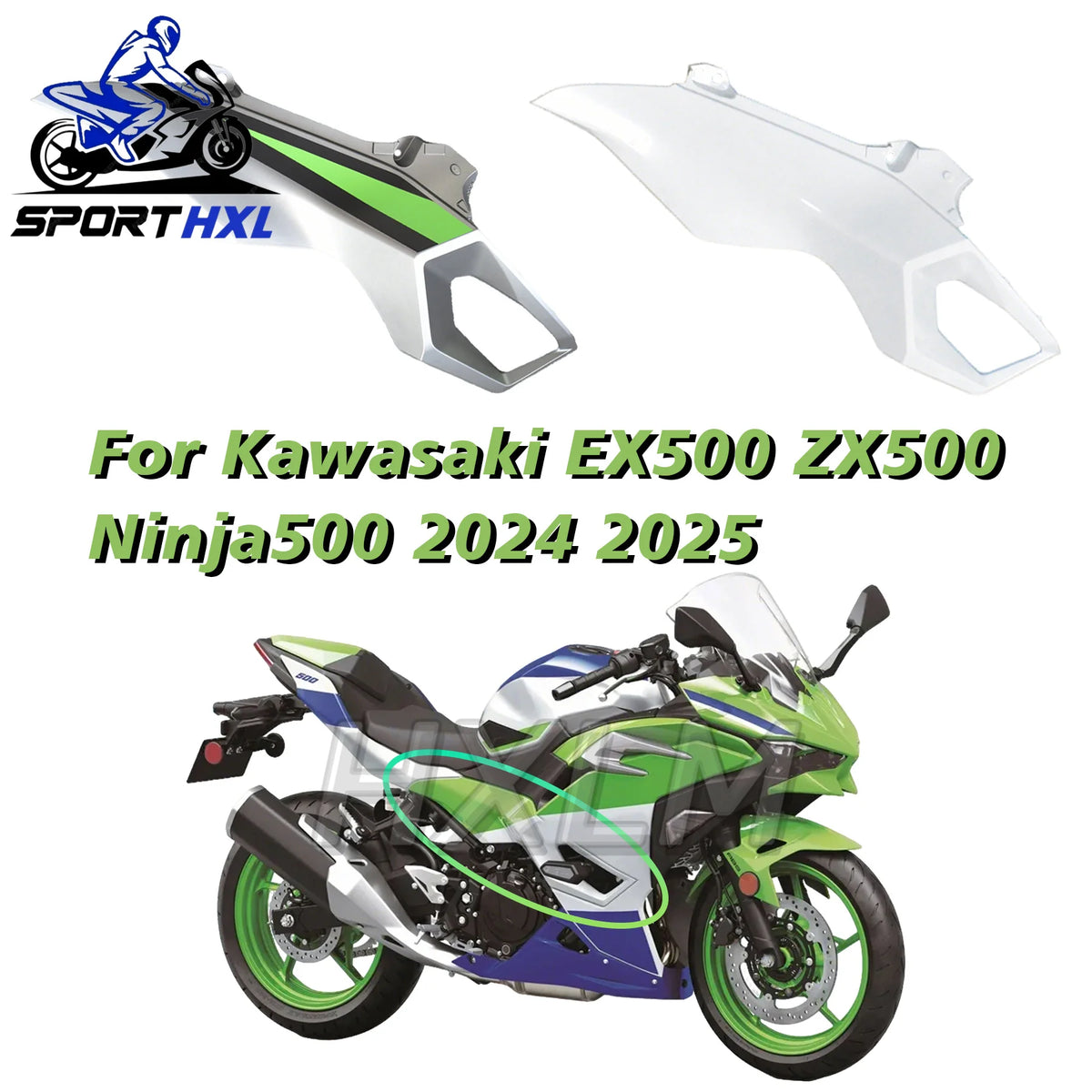 For Kawasaki EX500 ZX500 Ninja500 2025-2024 Side Mid cover 25 Side Mid fairing Side 24 Mid panel Injection