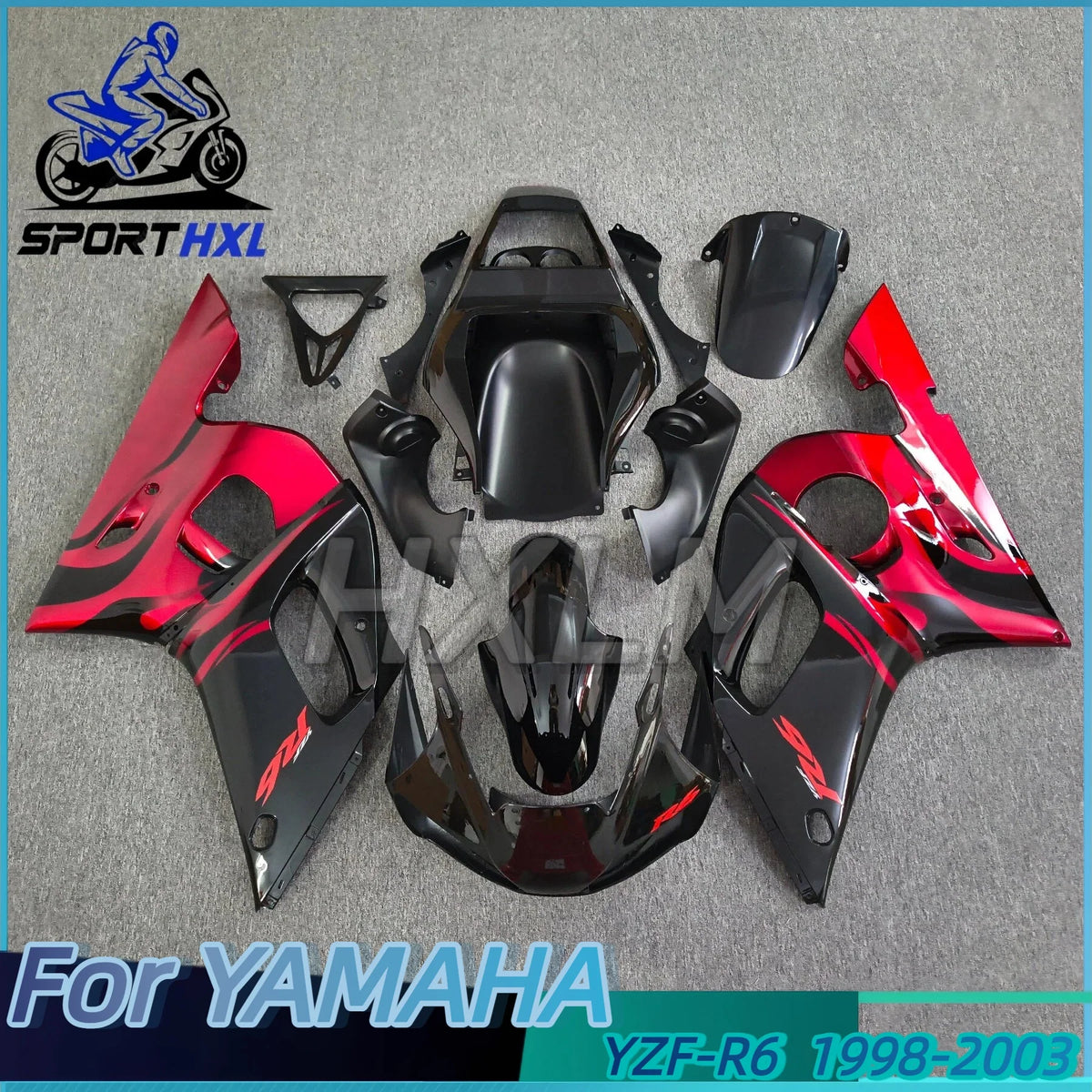 New ABS Motorcycle Fairings Kit Fit For YAMAHA YZFR6 1998 1999 2000 2001 2002 YZF R6 98 99 01 02 Bright Red Black Bodywork Set