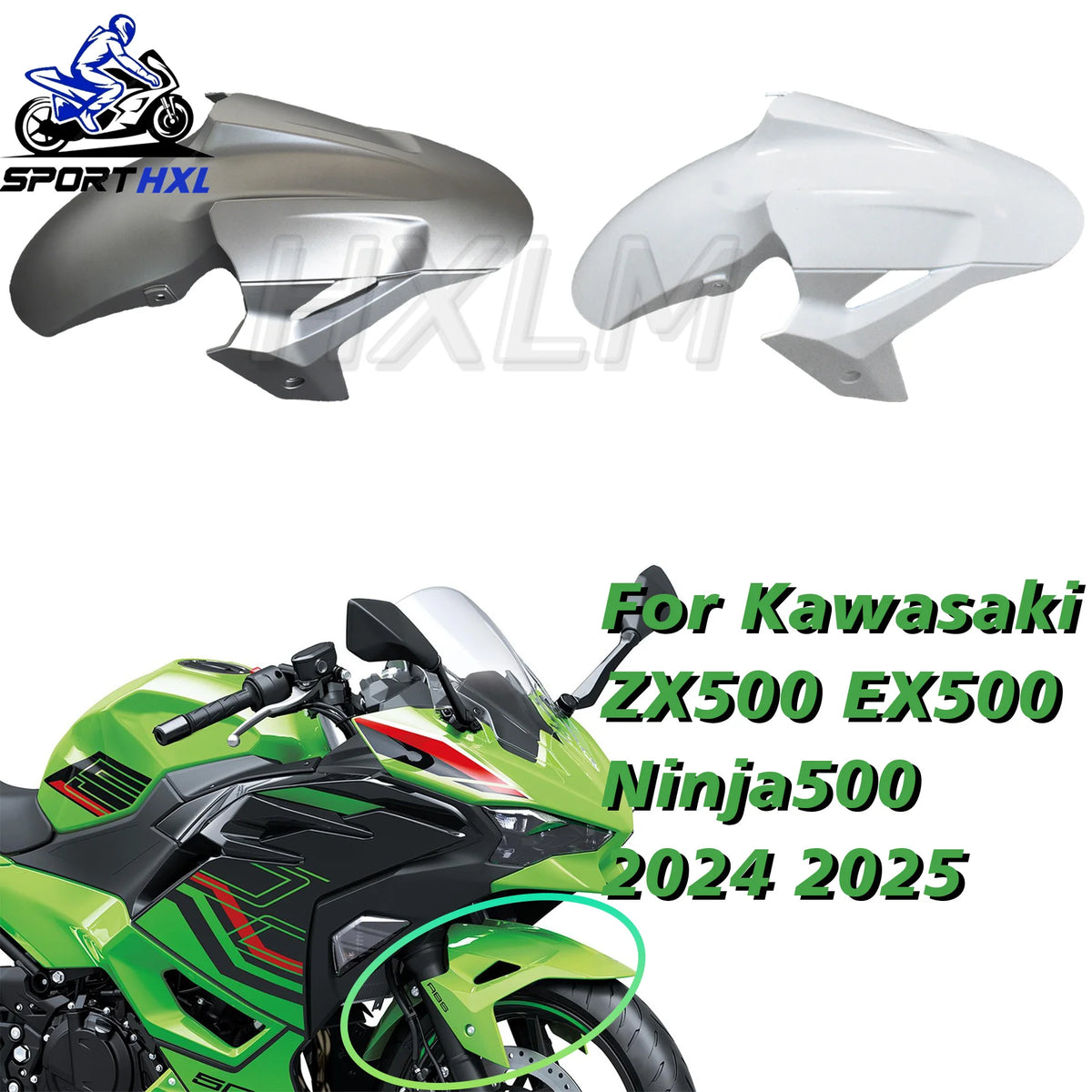 Front Mudguard Front Fender For Kawasaki EX500 ZX500 Ninja500 2024 2025 Front protector ABS Injection 2024-24-2025-25