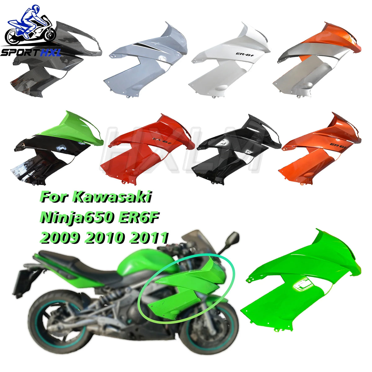 For Kawasaki Ninja650 ER6F 2009 2010 2011 Side Fairing Side Cover Side Panel Side Protector Injection