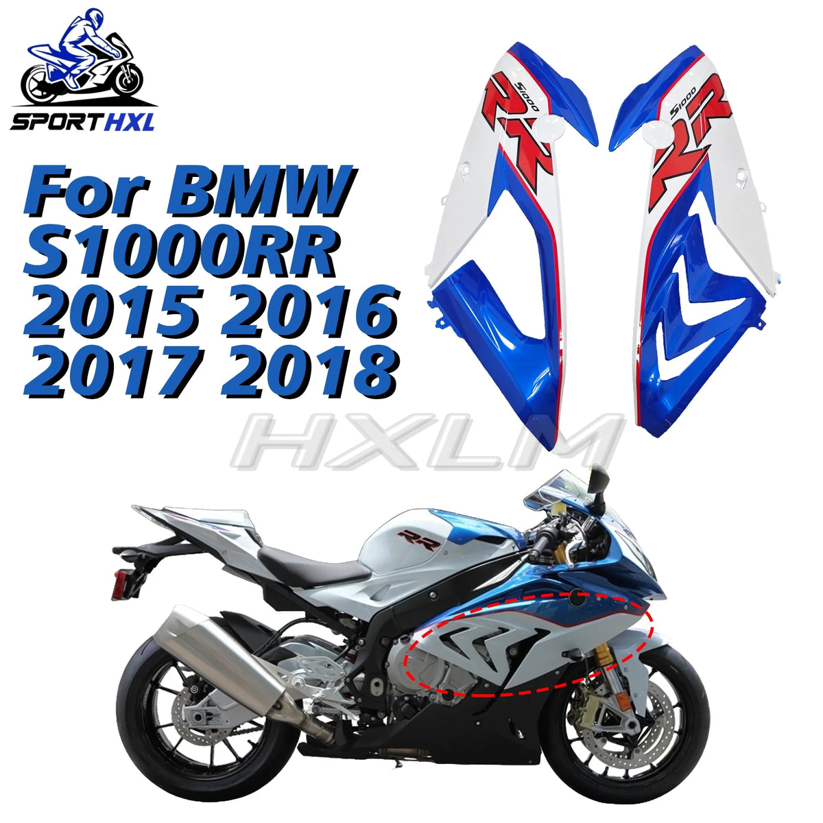 For BMW S1000RR M1000RR 2015 Front Side Fairing Panel ABS Plastic Body Cover Kit Motorcycle Exterior Parts