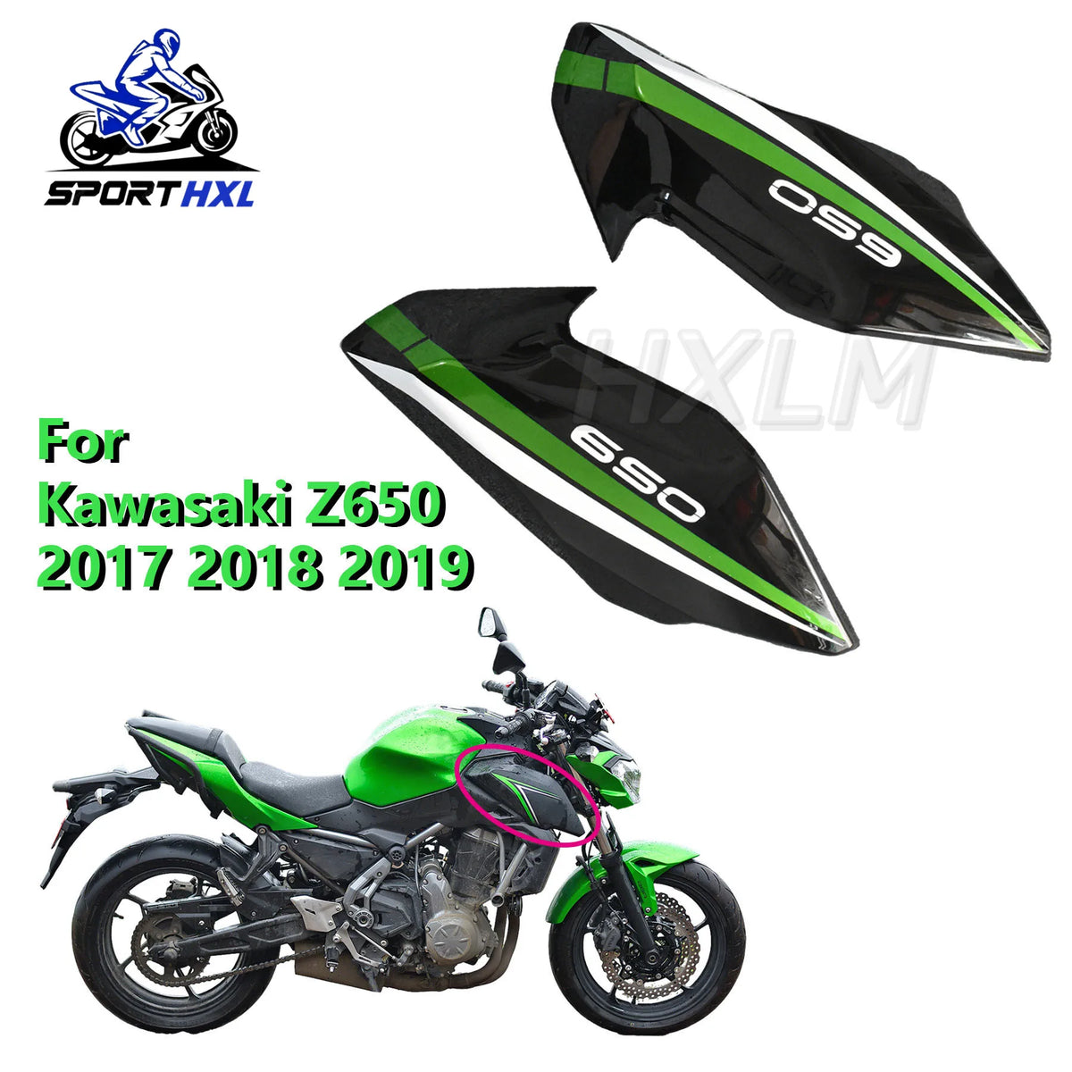 Motorcycle for Z650 17 18 19 Front Tank Gas Side Cover Fairing Pannel For Kawasaki Z650 Z 650 2017 2019 2018