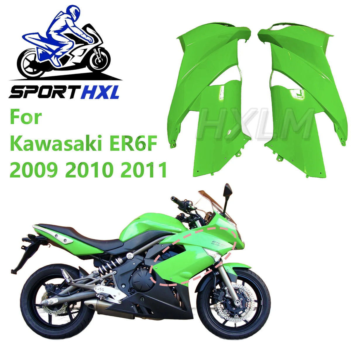 Motorcycle Fit for Kawasaki EX650 For Ninja 650R ER6F 2009 2010 2011 Lower Fairing Part Bodywork Panel ER-6F EX 650 For Ninja650