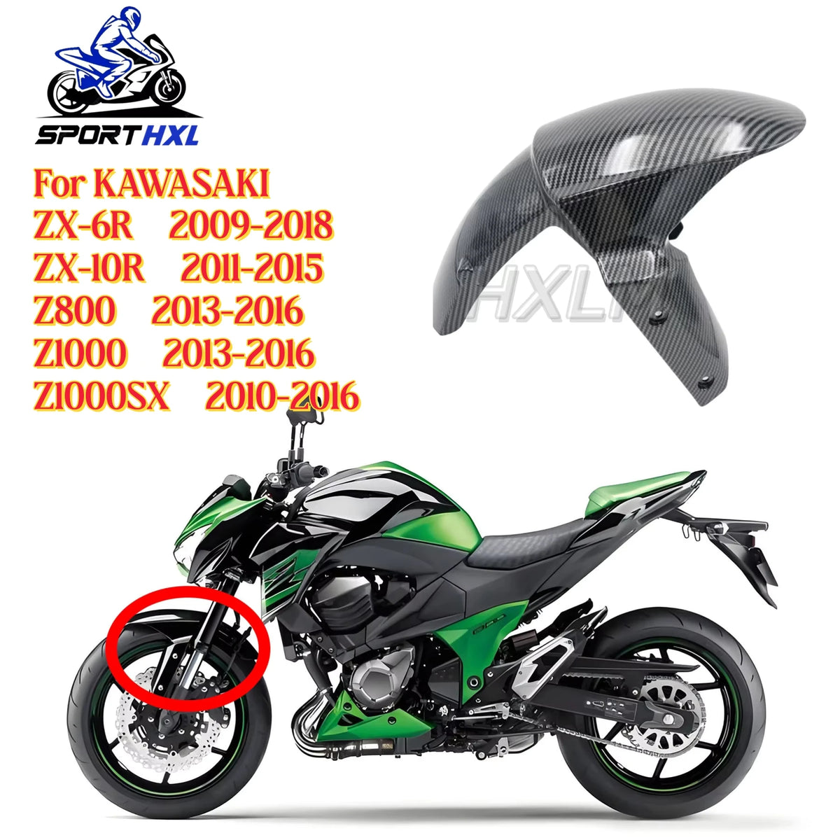 Front Fender For KAWASAKI ZX-6R 2009-2018 10 11 12 13 14 and ZX10R 2011-2015 and Z800 2013 - 2022 and Z1000 2013-2014-2015-2016