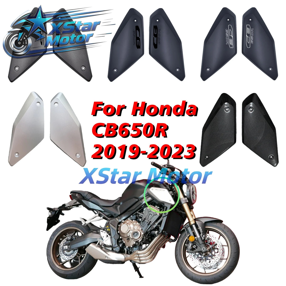 for HXLMotor HONDA CB650R 2019-2023 Dark Grey Tank Frame Side Panel Cover Fairing Tank Frame Front Side Panel Cover Shell Fairin