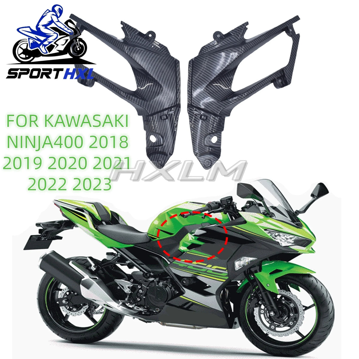 Suitable for KAWASAKI NINJA400 2018-2023 Gas Tank Side Cover Motorcycle Fairing