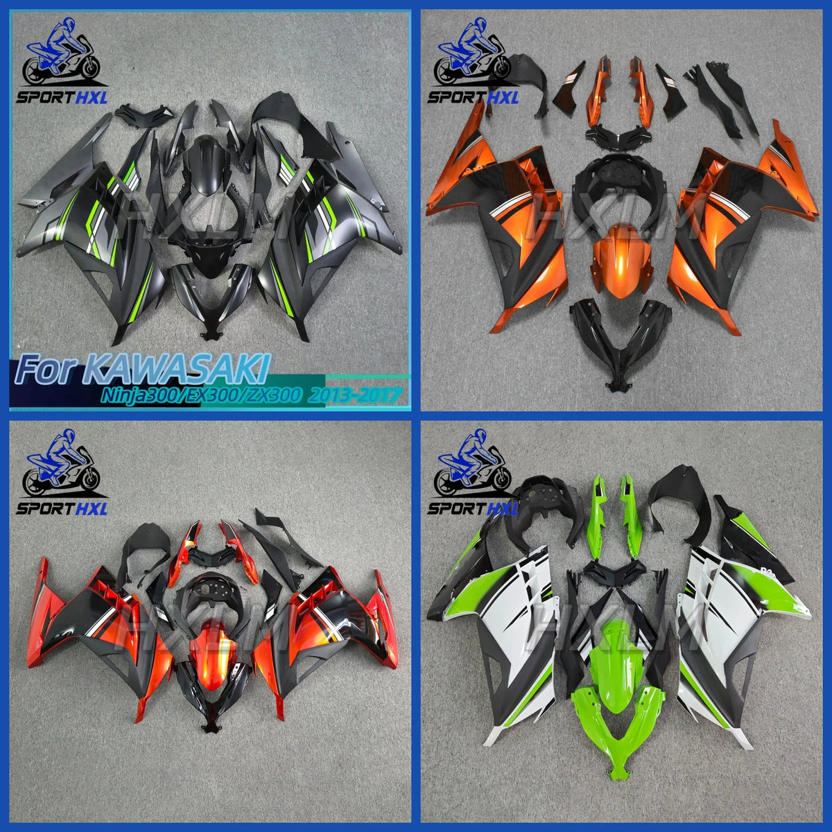 Motorcycle Bodywork Fairing Kit For Ninja300 2013-2017 Body Cowl Fairing For Ninja 300 ZX300 EX300 13-17 Plastic Cover Accessory