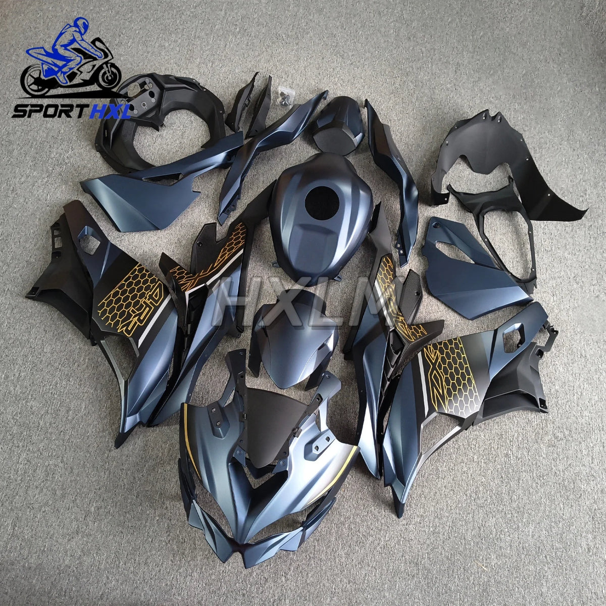 Cowling Matte Blue Gold Floral Lines Motorcycle For Kawasaki ZX4R 2019-2026 ZX 4R ZX4RR ZX25R ZX 25R Full Fairing Kit Bodywork
