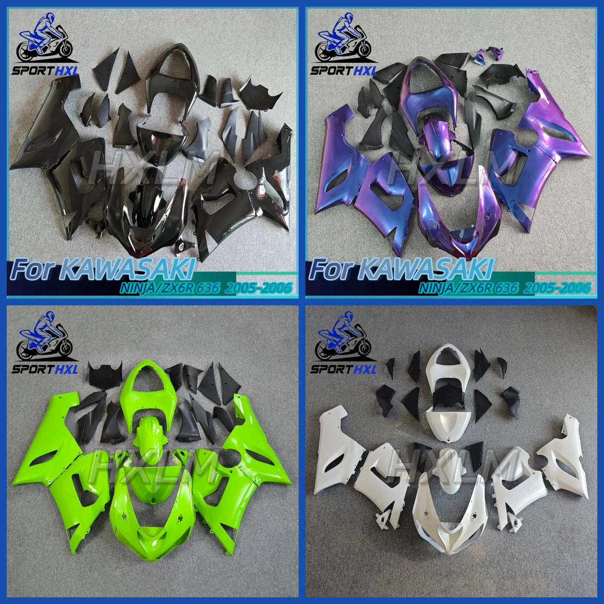 Plastic Fairings For Kawasaki ZX6r 2005 - 2006 Green Black Body Kits For Kawasaki ZX6r 05 Fairing 636 ZX-6r 06 Unpainted