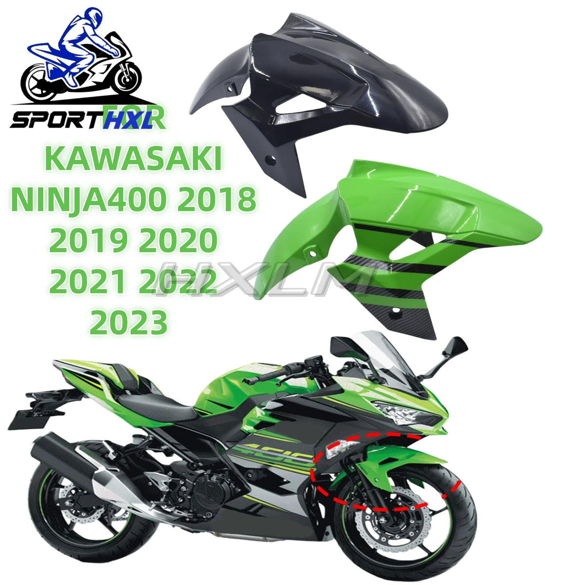Motorcycle Accessories Front Fender Fairings ABS Carbon Painted For KAWASAKI Ninja 400 Z400 2018 2019 2020 2021 2022 2023