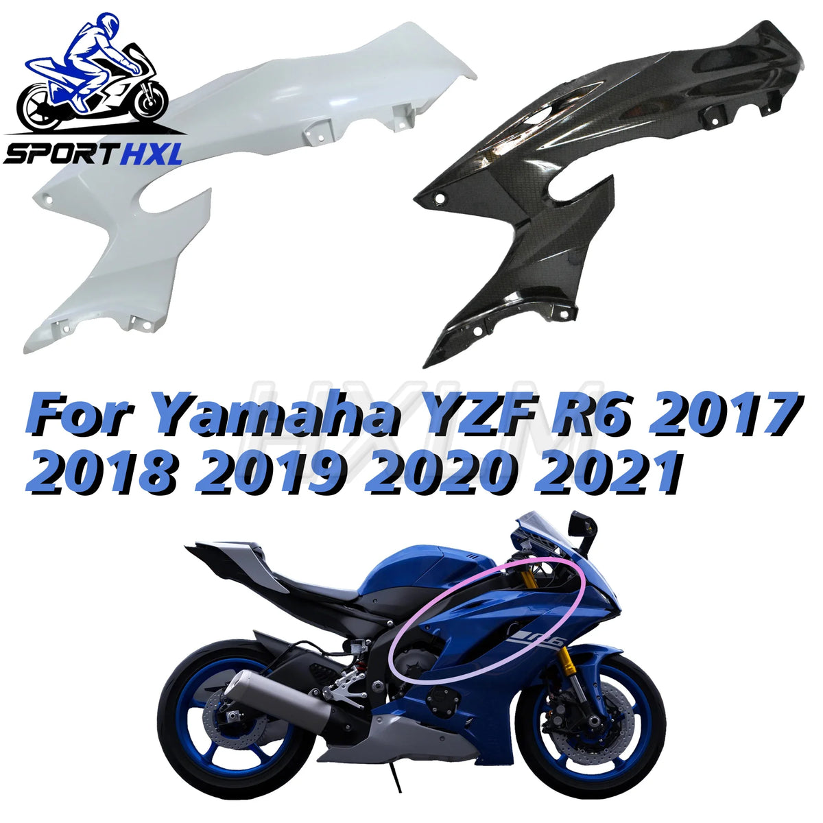 Durable Side fairing For Yamaha YZFR6 2017-2021 Side panel Side cover Side protector Plastic Injection Molded black and white