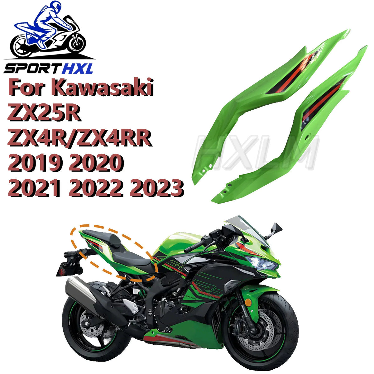 For Kawasaki ZX4R ZX-4RR ZX25R 2019-2023 year 2020 21 22 23 Motorcycle Rear Tail Wing Rear Spoiler Aerodynamic Winglet gree