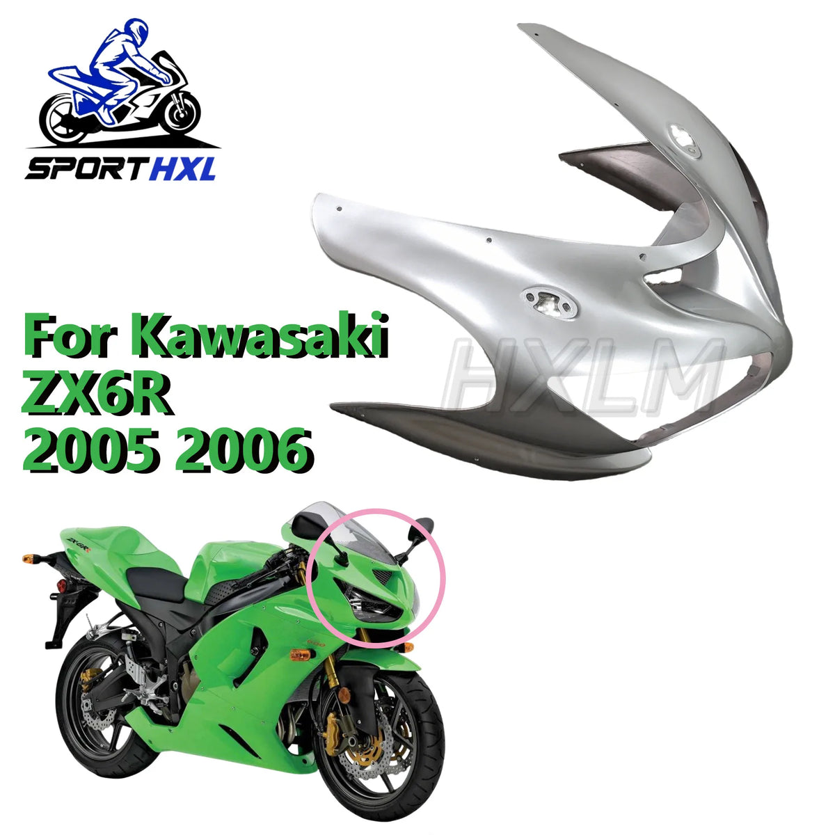 New For KAWASAKI Ninja ZX-6R zx6r zx 6r 636 600 2005 2006 05 06 Motorbike Head Front Upper Nose Injection Fairing Accessories