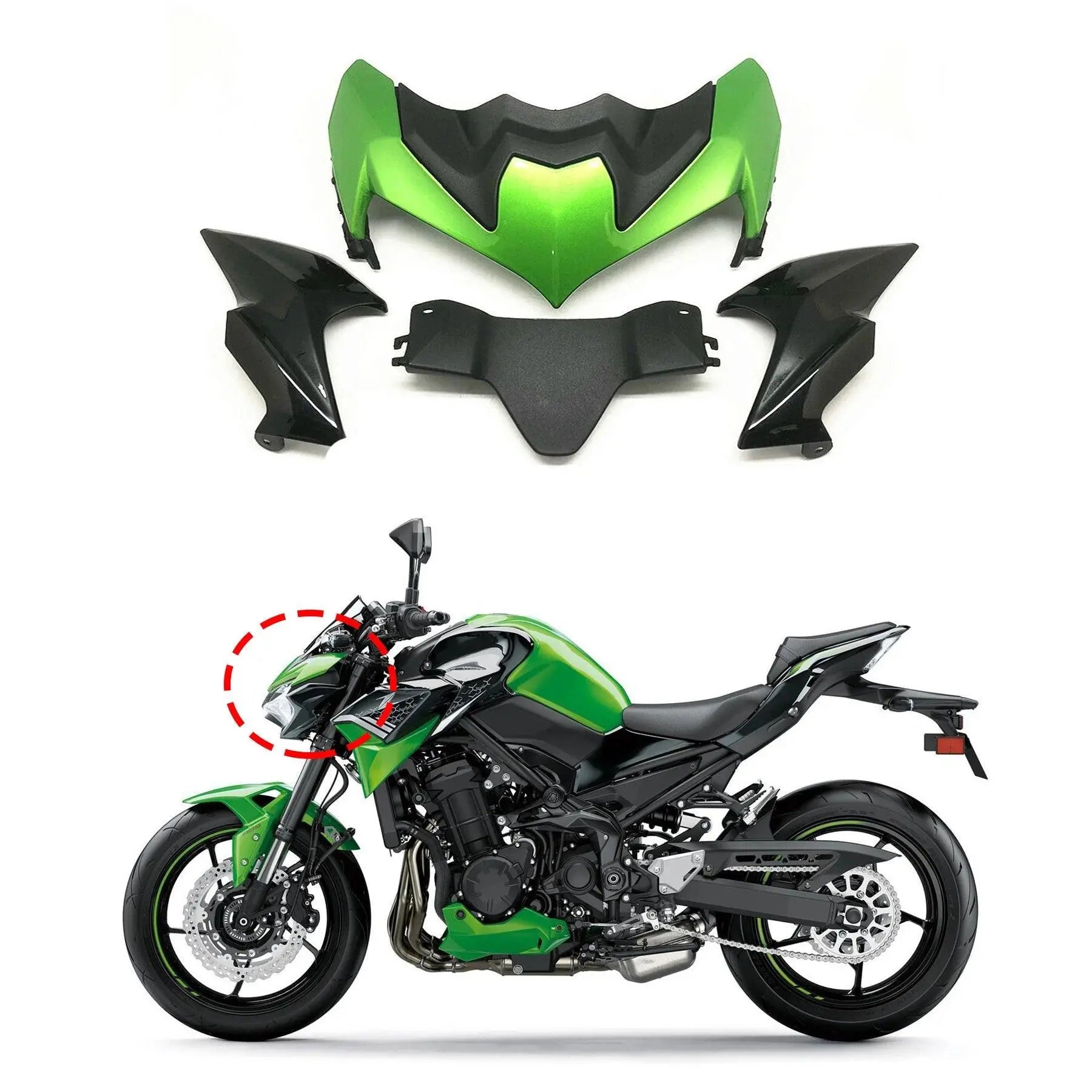 Motorcycle ABS Front Headlight Fairing Beak Cowl Cover Extender Aerodynamic Winglets For Kawasaki Z900 2020 2021 ZR900 ABS Z 900 HXLMOTOR