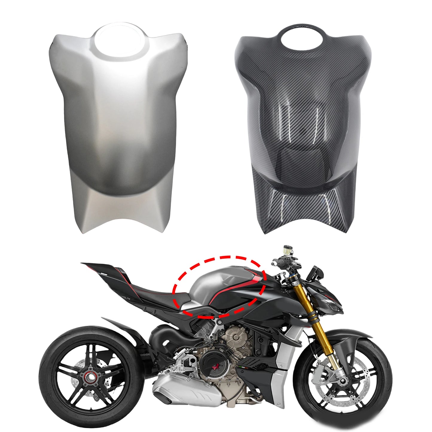 For DUCATI Panigale V4 V4S V4R 2018-2021 2020 Motorcycle Carbon Fiber Front Full Fuel Tank Cover Protector Tank Fairing Kit HXLMOTOR