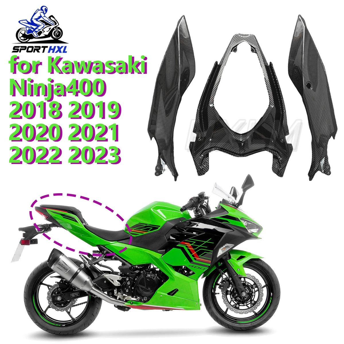 For NINJA400 Fit NINJA 400 EX400 Z400 2018-2019-2020-2021-2022-2023 Bodywork Tail Fairing Accessories End Components