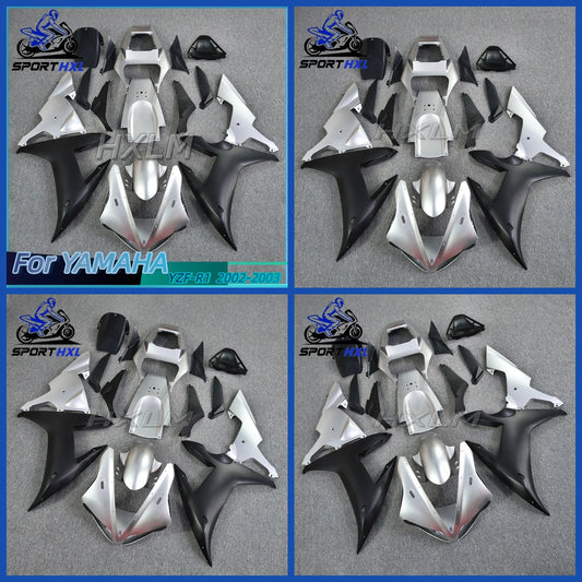 Motorcycle Silver Black Fairing Kit Fit For YAMAHA YZF R1 2002 2003 YZF-R1 02 03 Full Fairings Bodywork Replacement Protection