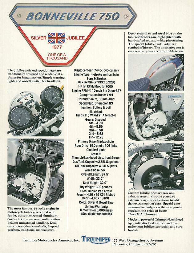 T 140V 750 Bonneville Sliver Jubilee (1977)